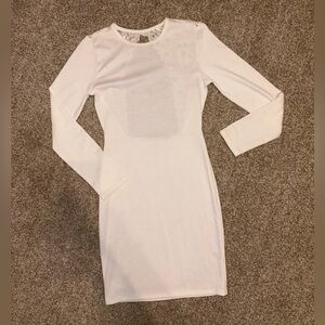 Elegant Cream Long Sleeve Dress